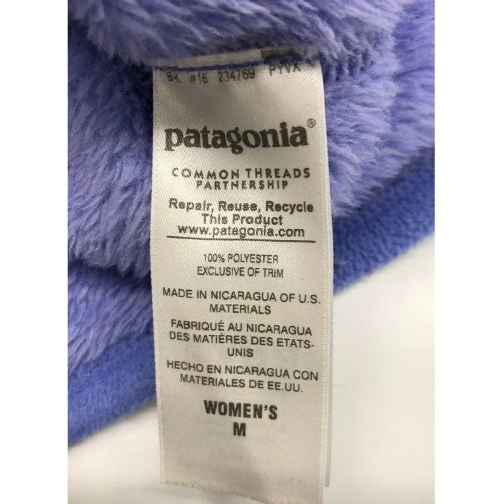 Patagonia Women M Re-Tool Snap-T Fleece Pullover Purple High Pile Western Biker - Picture 5 of 12